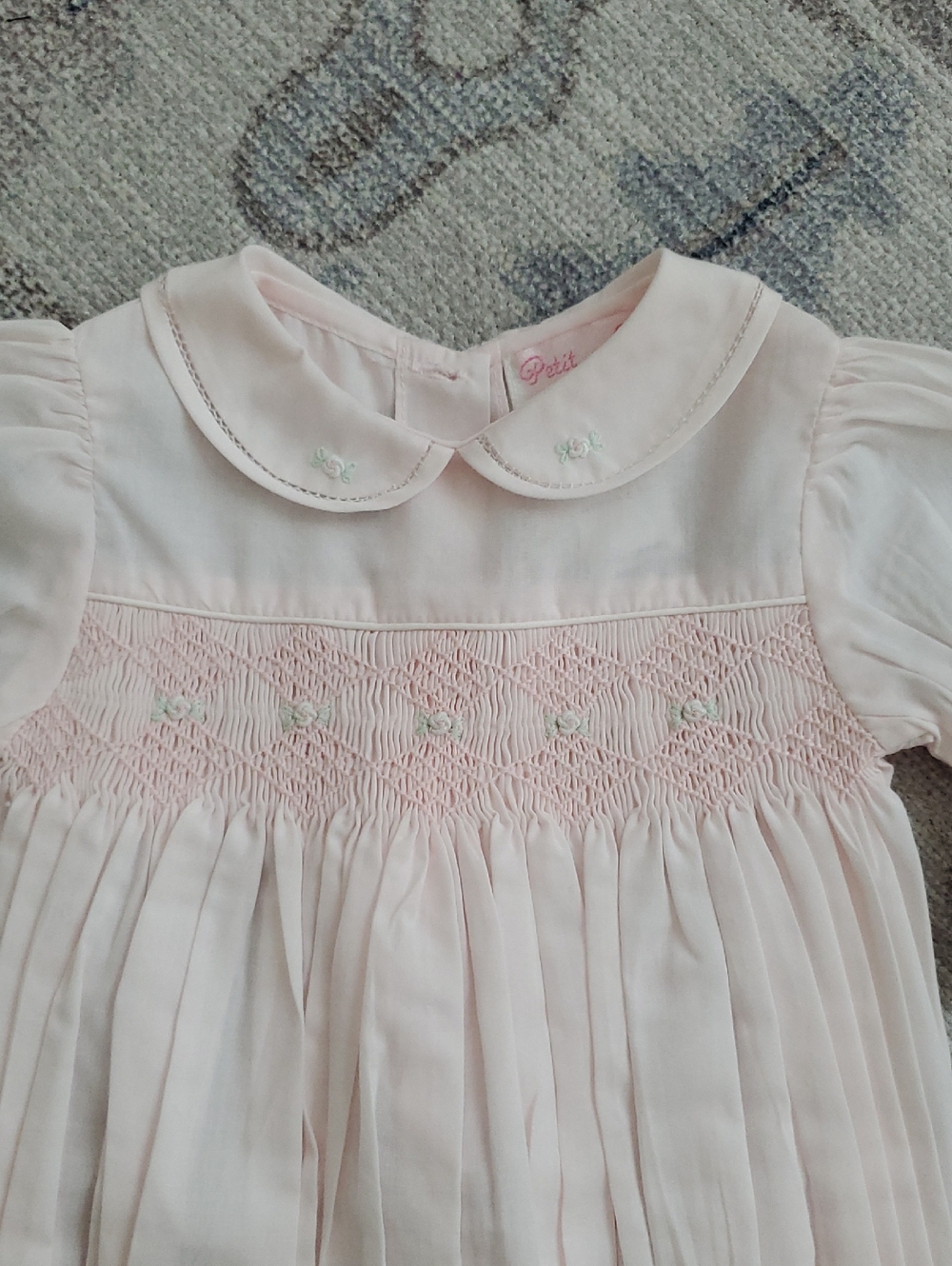 NWT Petit Ami Baby Girls Pink Smocked French Bubble Romper sz3m - Picture 3 of 8